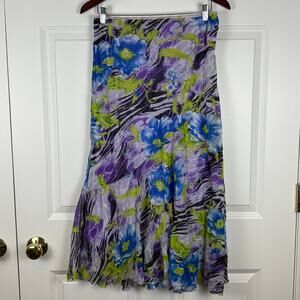 Metro Wear Midi Skirt Fairy Flowy Floral Elastic Waist Vintage Women's Large